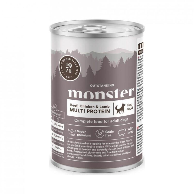 Monster Adult Dog Multi Protein beef/chicken/lamb can 400g