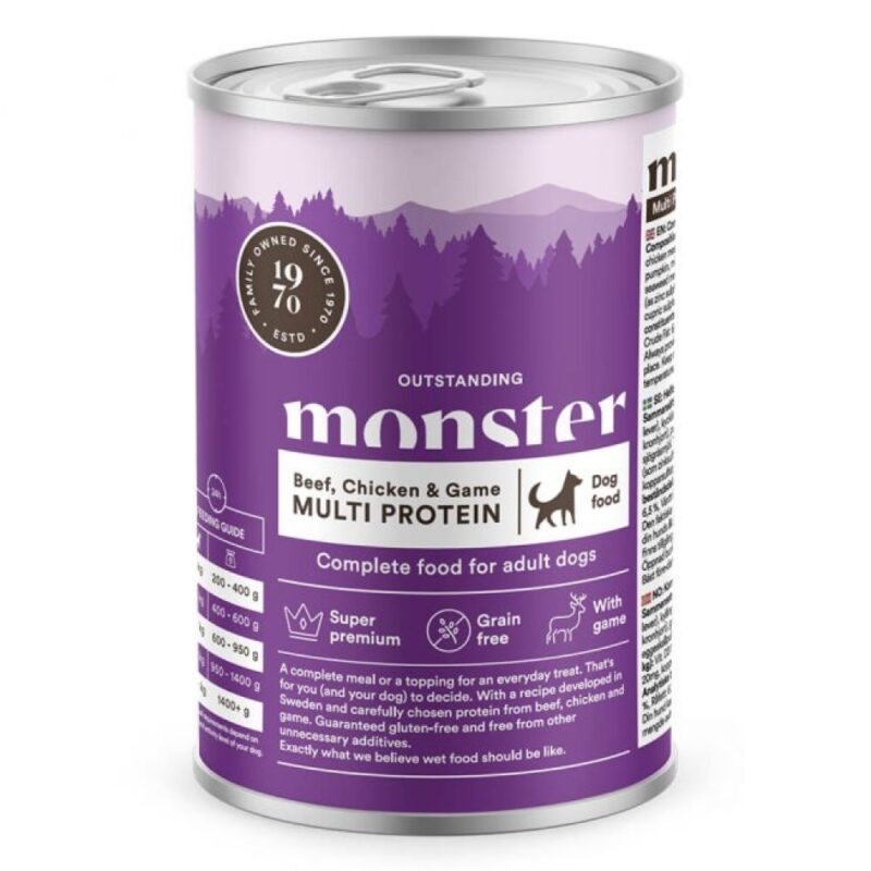 Monster Adult Dog Multi Protein beef/chicken/game can 400g
