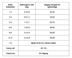 Wolfberry well-being Kitten foringstabell Wolfberry well-being Kitten foringstabell