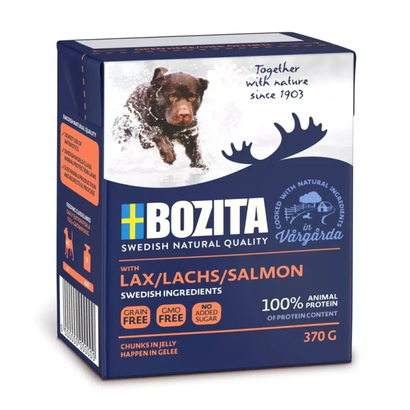 Bozita våtfor til hund biter i gele m/laks 370gr
