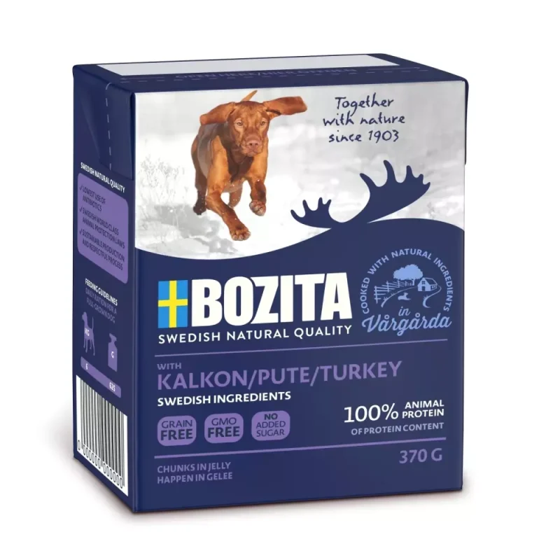 Bozita våtfor til hund biter i gele m/kalkun 370gr