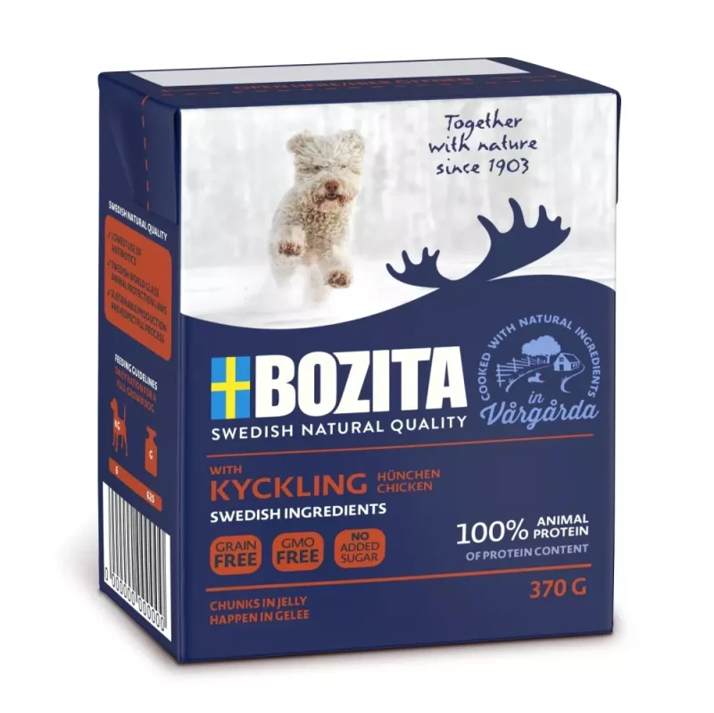 Bozita våtfor til hund biter i gele med kylling 370gr