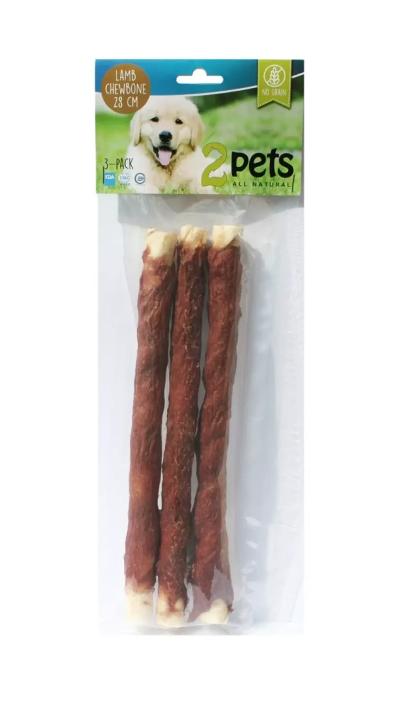 2pets tyggepinner m/ lam 28cm, 3-pack
