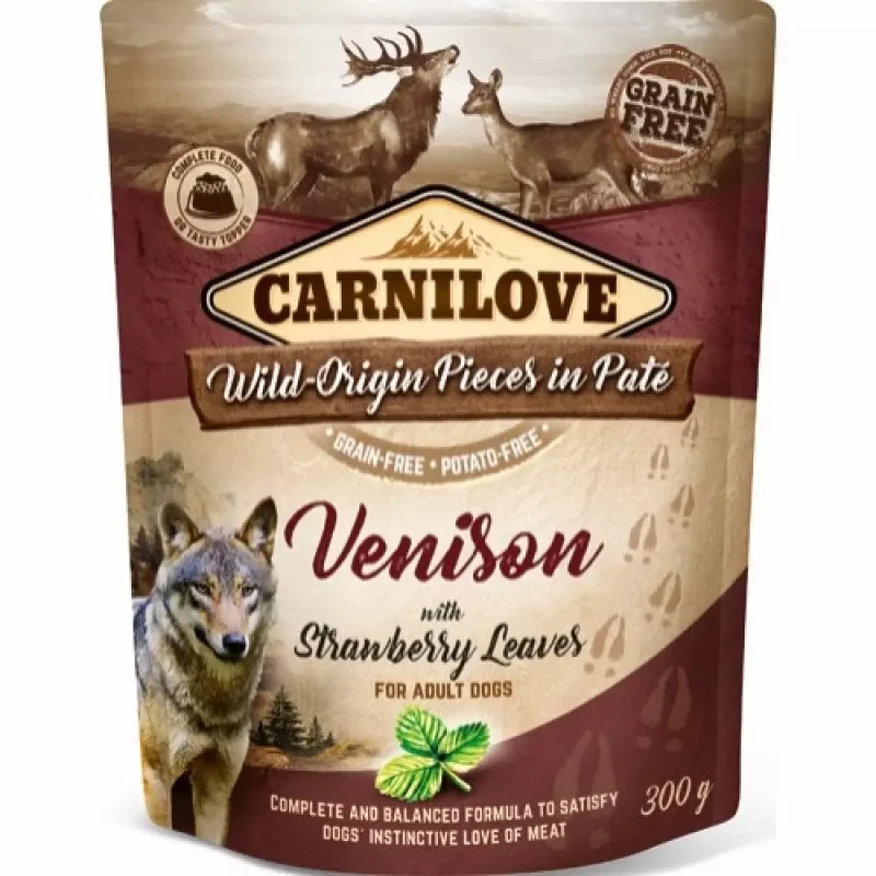 Carnilove pouch pate Venison with strawberryleaves