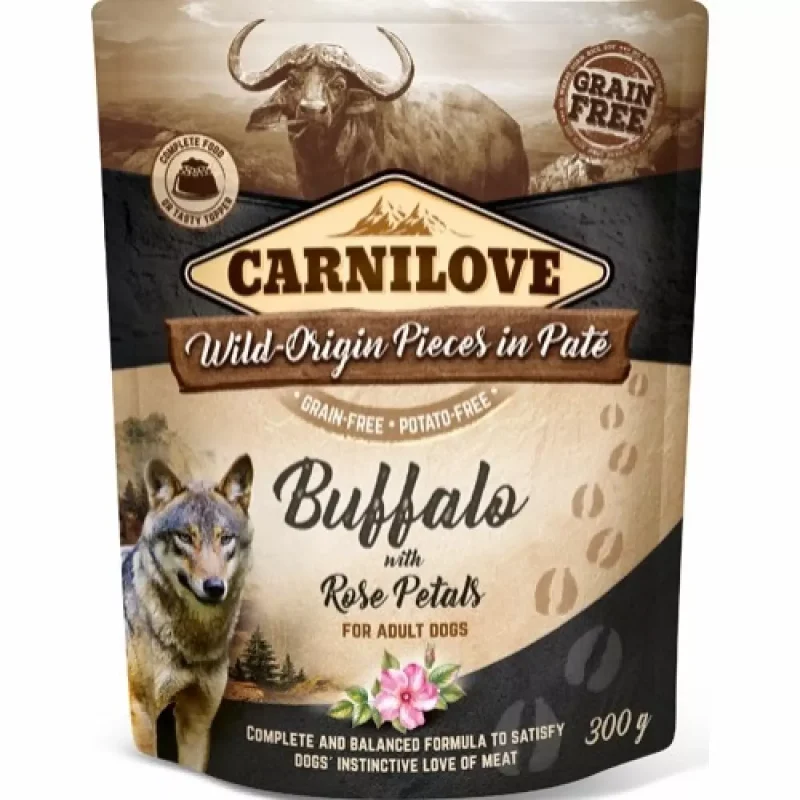 Carnilove pouch pate Buffalo with rose petals