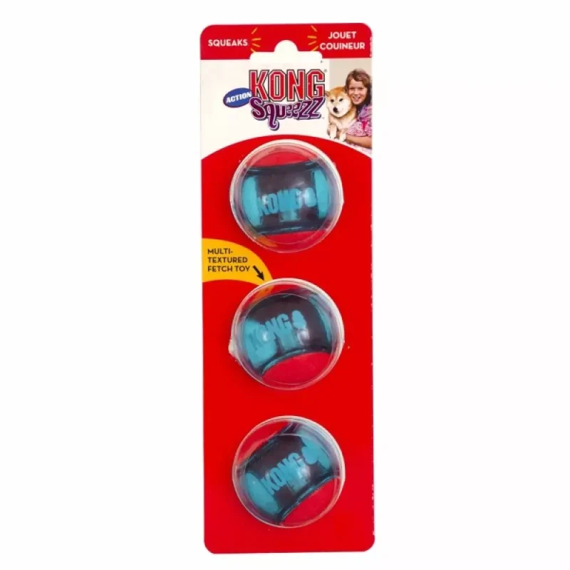 Hundeleke KONG Squeezz Action Ball 3pk Small