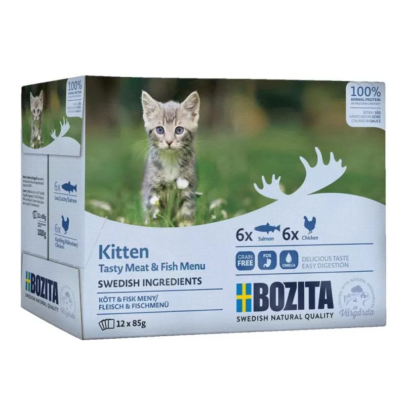 Bozita Kitten pouch multipack kjøtt og fisk