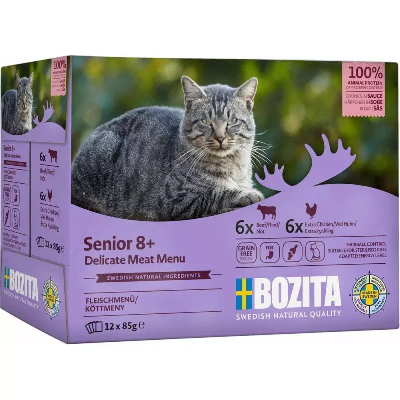 Bozita pouch Senior multipack kjøtt 12 pouches