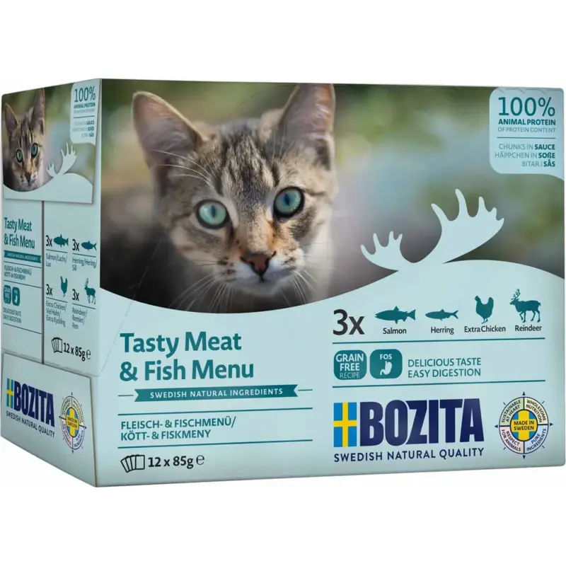 Bozita pouch multipack kjøtt og fisk