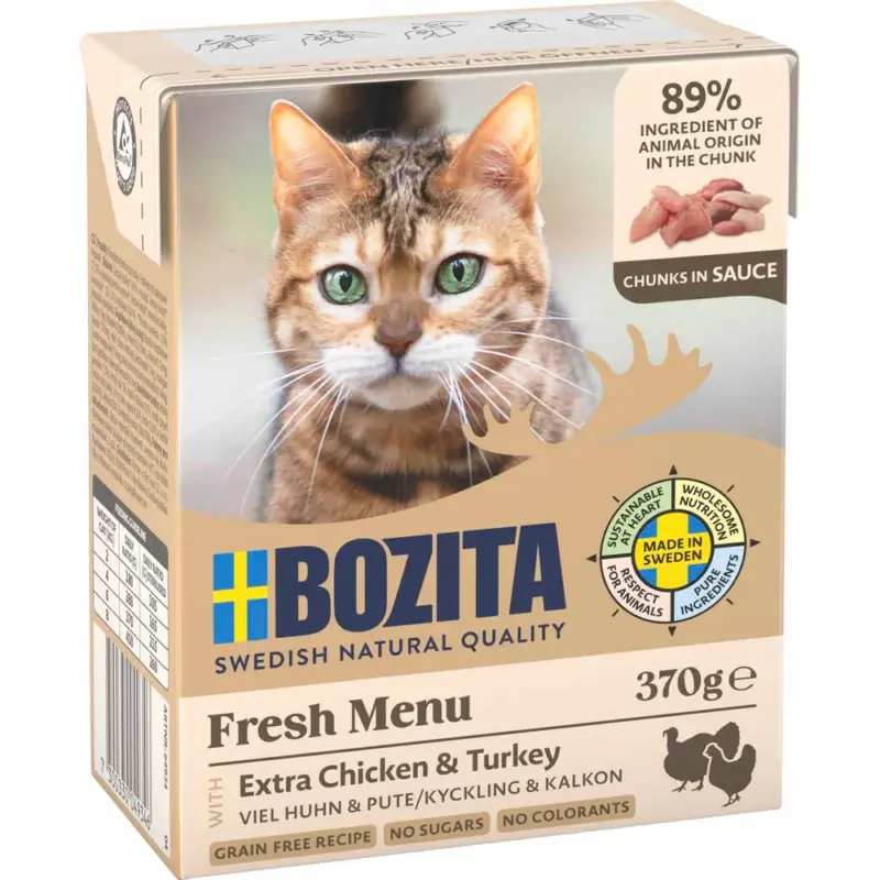 Bozita katt biter i saus kylling og kalkun 370g