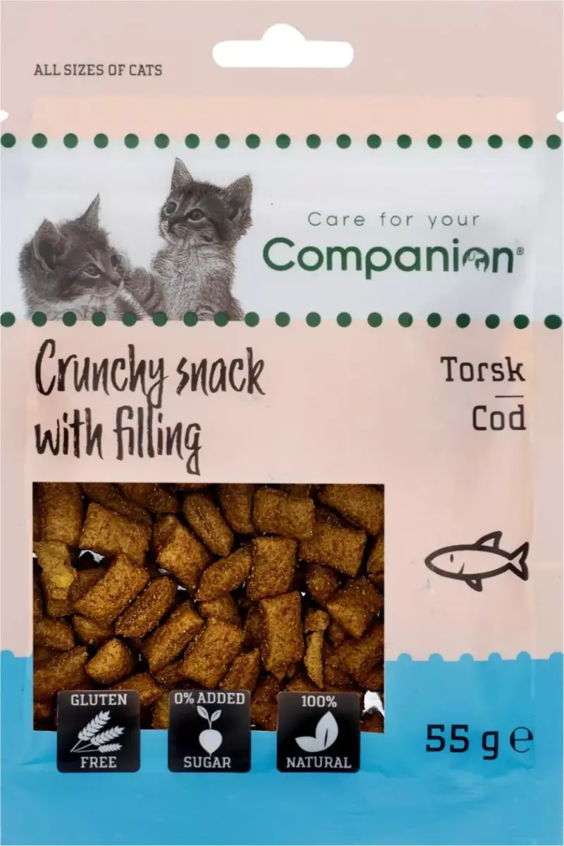 Companion cat crunchy snack with cod-filling