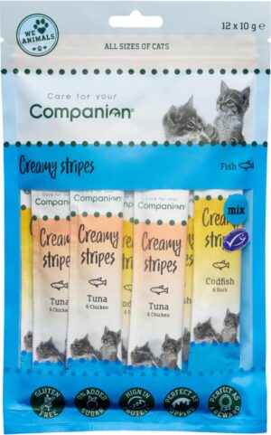 Flytende snacks til katt fiskmix 12pk